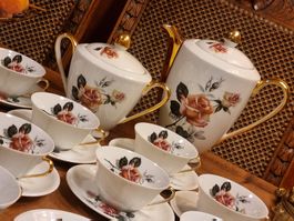 Limoges France Kaffeeservice 24-tlg. Rosen Gold Vintage