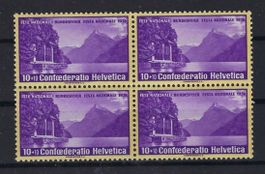 1938 Pro Patria Viererblock Papier geriffelt   15908