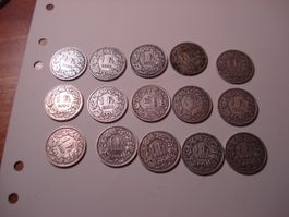 15 alte 1.-Fränkler silber, ab 1903