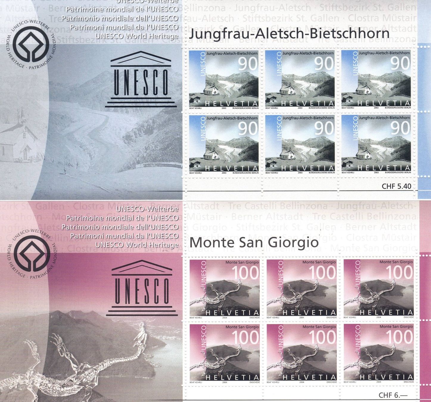 Tutti i francobolli: Lot 5 Kleinbogen/Feuillet UNESCO 2003 - 2004 ** – Nuovo (secondo la descrizione) da Dübendorf venduto da Aviafan77 1