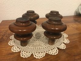 4 Holzfüsse Antik, gedrechselt für Kommode