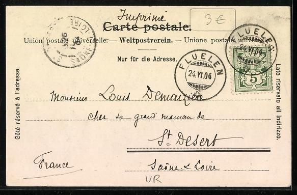Cartoline postali: Flüelen, Ortsansicht mit Bristenstock – Usato da Berlin venduto da bartko-reher 1