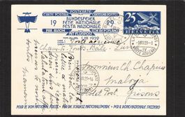 FDC Bundesfeierkarte 1929,Nr. 49 l,Flug La. Ch. de-F.-Zürich
