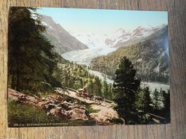 Photochrom / Morteratsch mit Gletscher und Postkutsche 1891