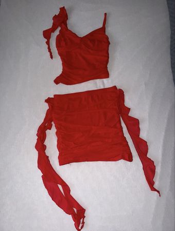 Rotes Top und Rock Set