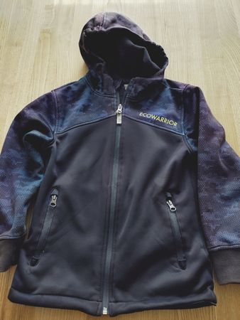 Softshelljacke Gr.128 schwarz blau mit Kapuze guter Zustand