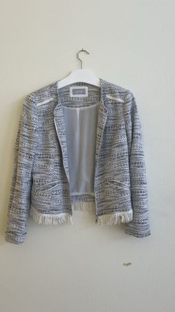 Hübsche Sommerjacke, grau weiss gemustert