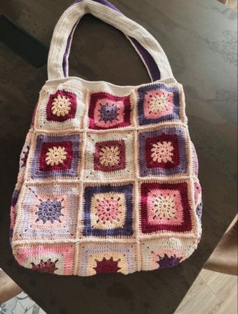 Sac Granny Squares vintage, doublé, fait main 🌸🏵️🧶👜