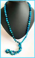 82cm! KETTE STEINKETTE EDELSTEINKETTE ACHAT BLAU KEIN GLAS!