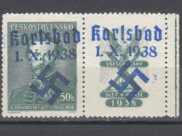 DR Sudetenland Karlsbad Mi 57 mit Zierfeld postfrisch