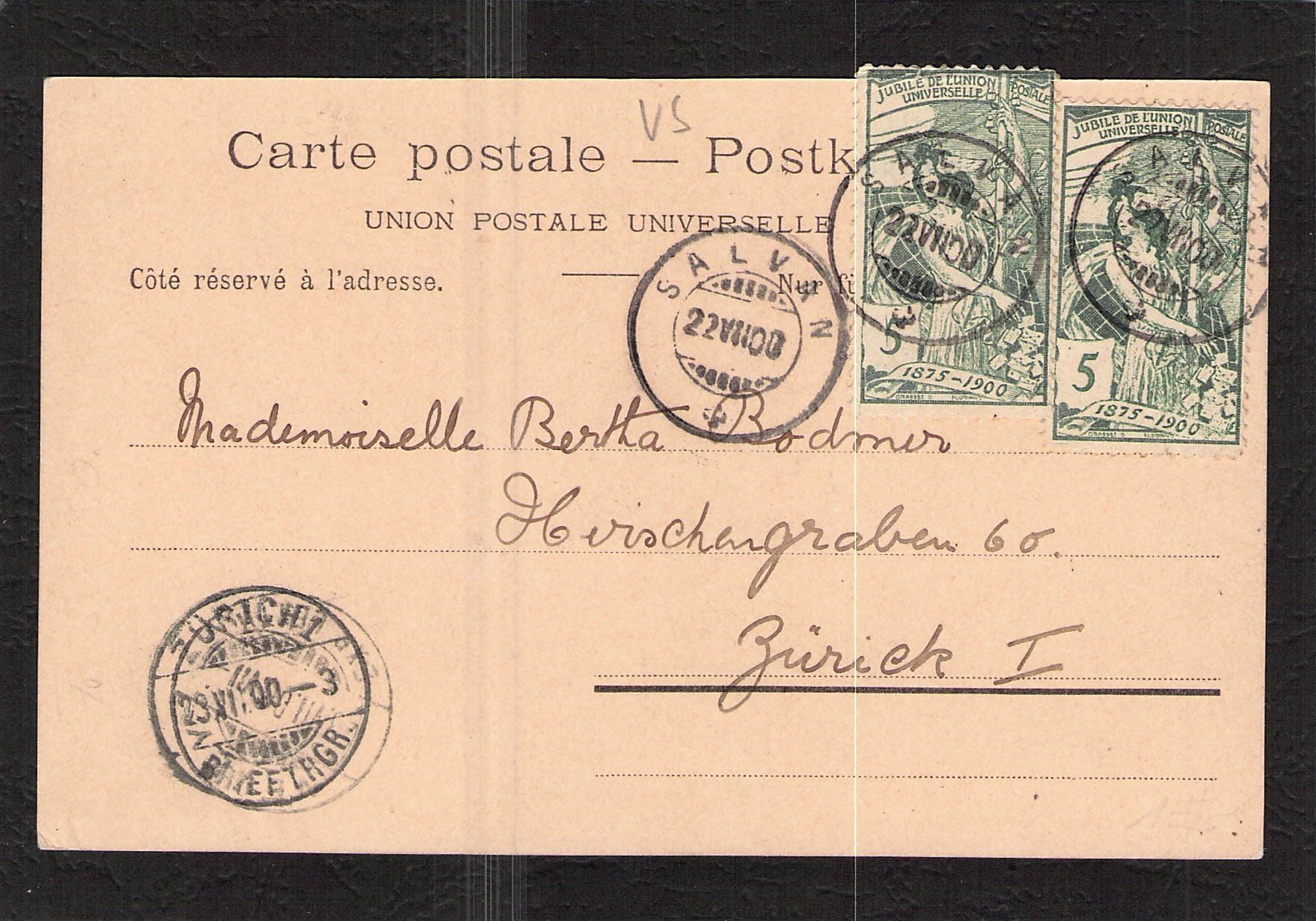 Cartoline postali: AK Wallis , gel. 1900 mit 2xUPU – Usato da Reichenburg venduto da Pipo-67 1
