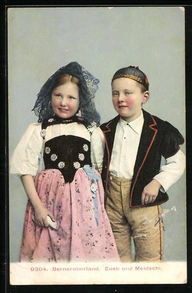 Cartoline postali: AK Kanton Bern, Bueb und Meidschi, 1906 – Usato da Berlin venduto da bartko-reher