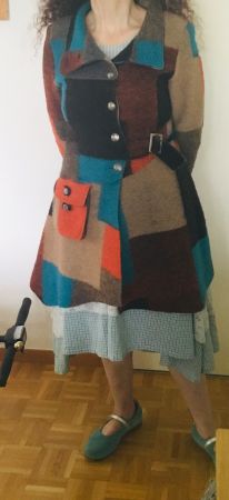 Sublime manteau LAGENLOOK en laine bouillie SISI BELLA, t. S