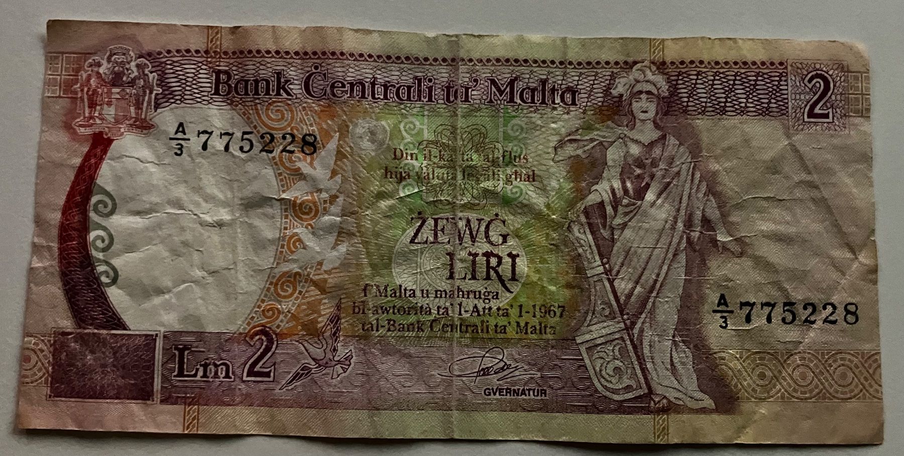 Banconote: Malta 2 Liri 1967 – Usato da Algetshausen venduto da Carrhard