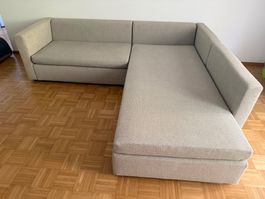 Ecksofa grau mit Bettfunktion und Stauraum