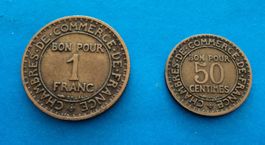 Frankreich: 1 Fr. et 50 Ctimes Chambres de Commerce 1924, SS