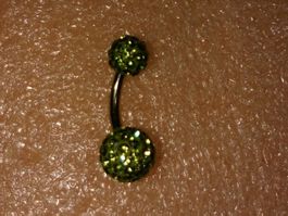 BAUCHNABEL PIERCING,,MIT ECHT KRISTALL,,HELLGRÜN