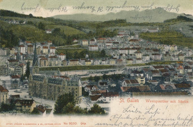Ansichtskarten: St. Gallen - Westquartier + 1906 – Gebraucht aus Emmenbrücke von teestube