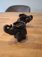Schönes Elefanten-Kerzenständer-Set, schwarz
