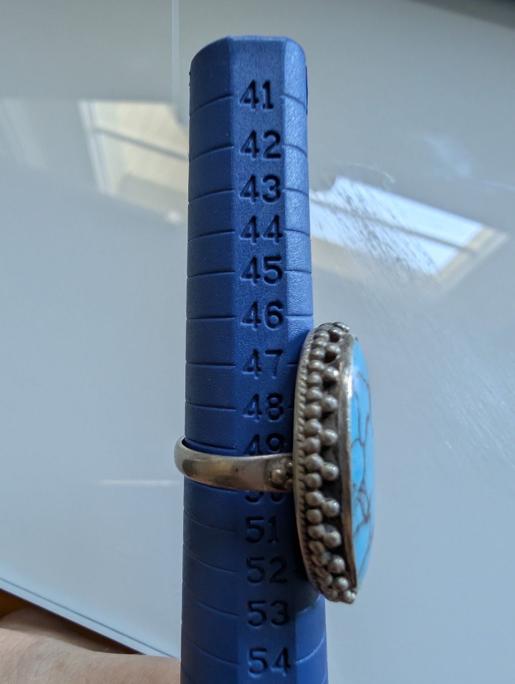 Anelli: Ring Silber mit grossem hellblauem Stein – Usato da Konolfingen venduto da Honey870 5