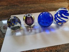 4er Set Murano Glas Briefbeschwerer Kugeln, Vintage