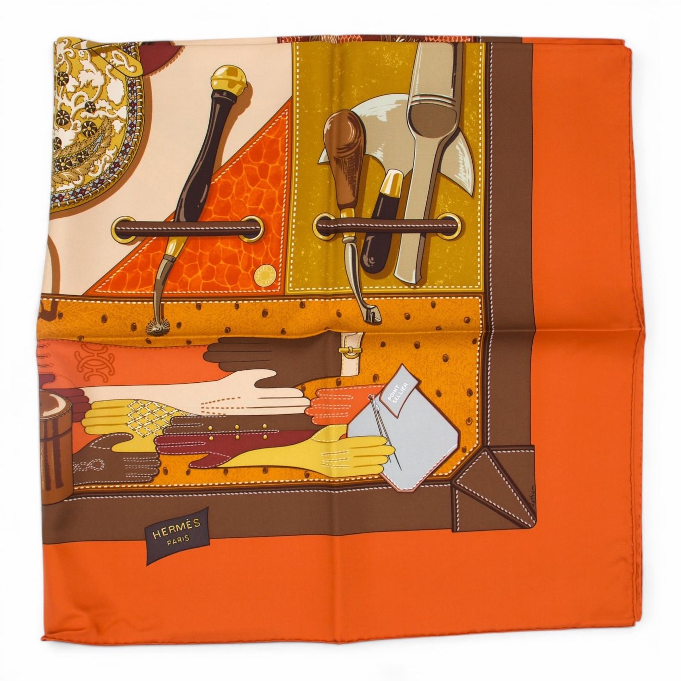 Hermès Foulard & Sciarpe: Hermès Carré "Tout cuir" orange – Usato da Binningen venduto da Designerlabels