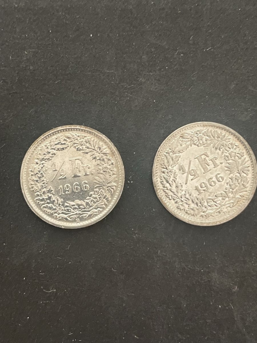 Alle Münzen: 2 x -.50 Silber CH Jahr 1966 – Gebraucht aus Meierskappel von Hala03 1