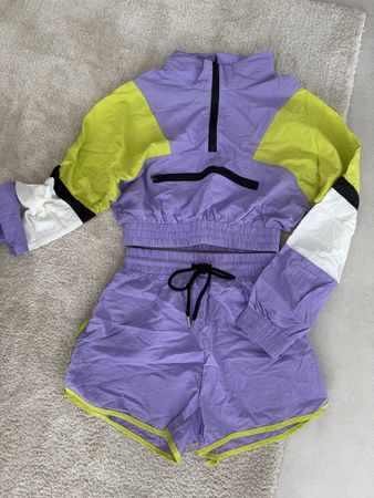 Damen Sport Set lila gelb 2-teilig