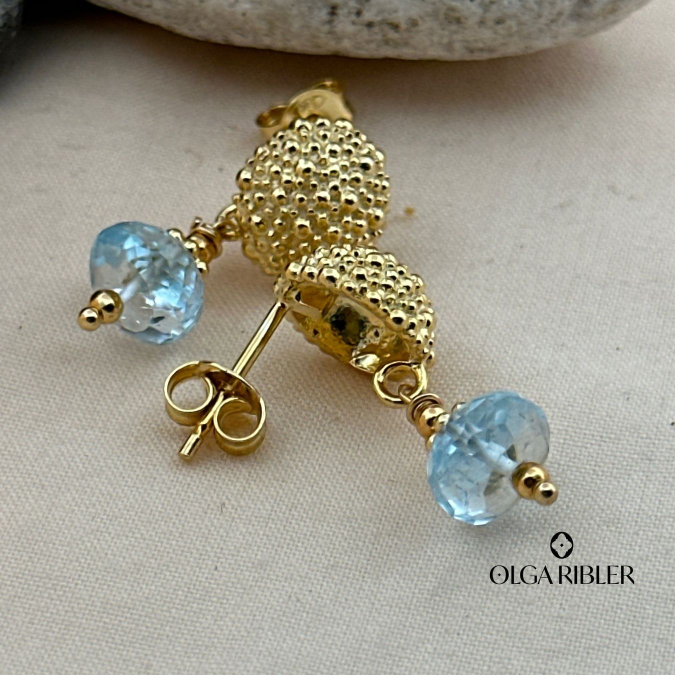 Olga Ribler Ohrringe & -stecker: Ohrstecker mit Aquamarin, Silber rosevergoldet – Neu (gemäss Beschreibung) aus Luzern von Schmuckoutlet 3