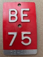 Velonummer BE 75 plaque Velo