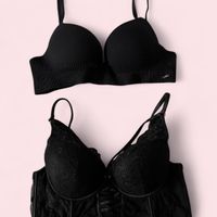 2 BHs Spitze Korsett  Lounge schwarz 75 B 34B