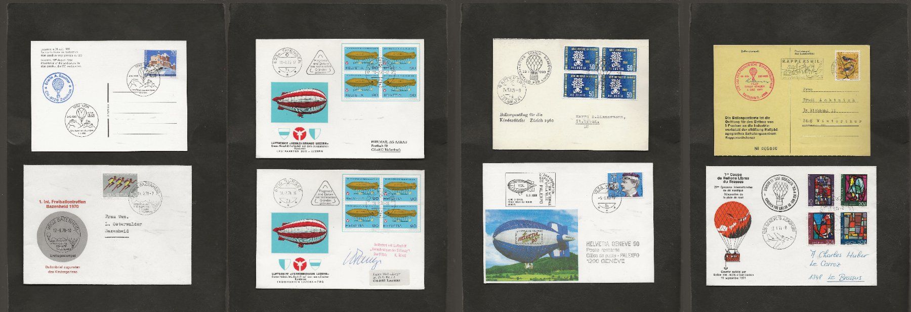 Alle Briefmarken: Flugpost Ballon Schweiz 8 Belege Luftpost – Gebraucht aus Au ZH von xelagreb01