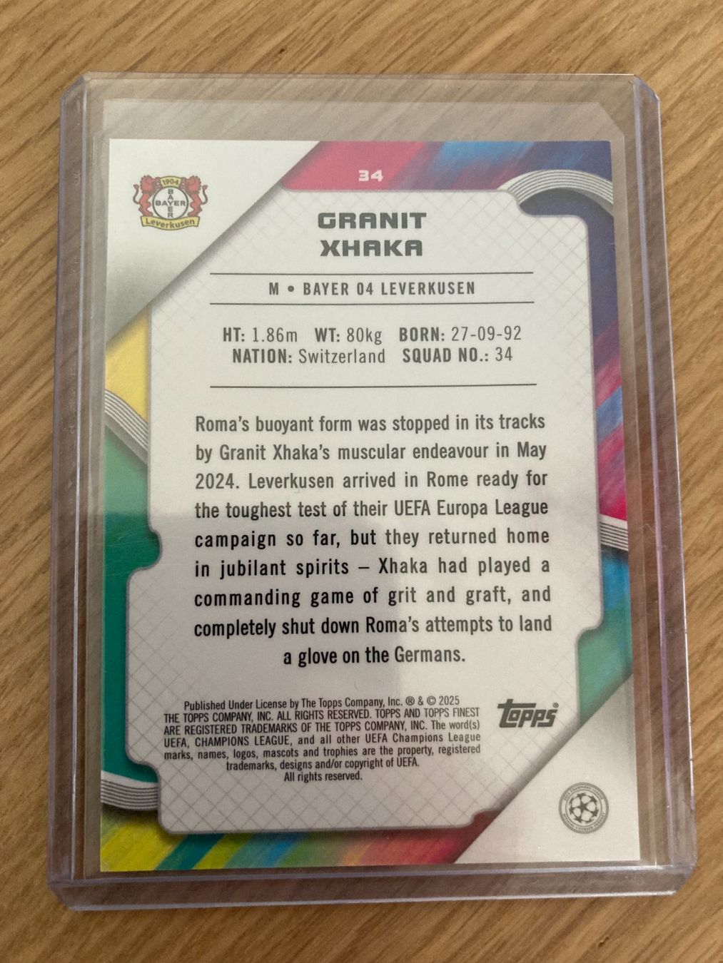 Topps Carte collezionabili: Topps Finest UEFA 24-25 - Granit Xhaka /25 – Usato da La Tour-de-Peilz venduto da Tyalos_Cards 1