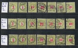 1889: 16-22DaIIN+DaIIK+DbIIK Portomarken gestempelt.