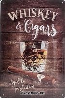 Blechschild 3D-WHISKEY & CIGARS AGED TO