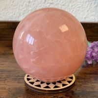 ✲ Grapefruit Rosenquarz Kugel ✲ 457g / Ø 69mm mit Sockel