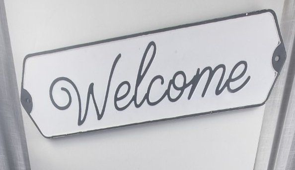 Insegne: Schönes Blechschild Welcome – Usato da Flums venduto da Flumsantik