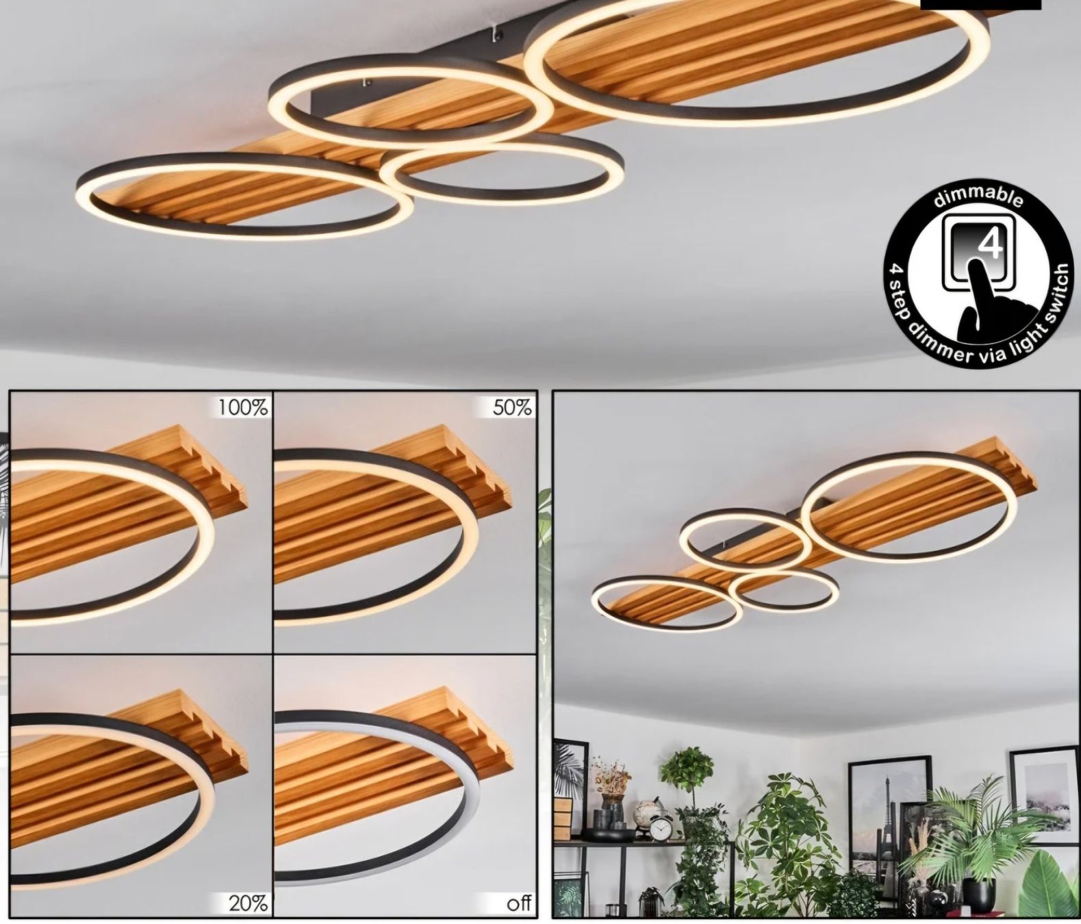 Lampadari & plafoniere: LED Deckenlampe Holzoptik 1-flammig, dimmbar – Nuovo e nell'imballaggio originale da Unterkulm venduto da Sani78 2