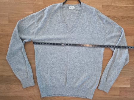 SAINT LAURENT Paris V-Neck Pullover Grau Melange
