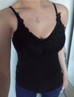 NEUES Spitzen Top schwarz mit BH-Polster Gr. XS & S - 222197