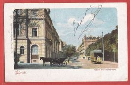 Zürich - Obere Bahnhofstrasse mit Tram und Kutsche - 1903