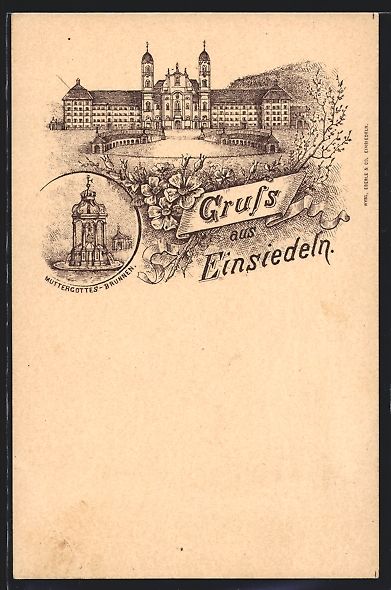Cartoline postali: Litho Einsiedeln, Kloster, Muttergottes- – Usato da Berlin venduto da bartko-reher