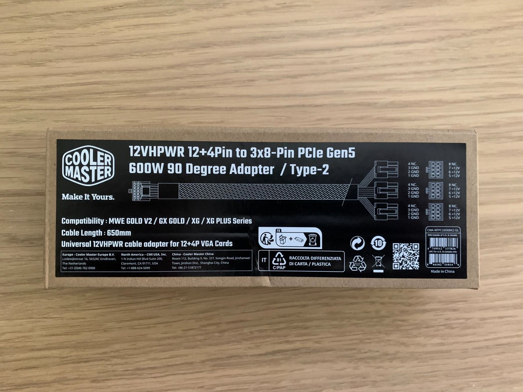 Kabel: Cooler Master 12VHPWR ADAPTER CABLE Type-2 (40 series GPU) – Neu und originalverpackt aus Uster von  5