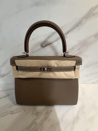 Sac hermes Kelly étoupe cuir grainée bijouterie argenté neuf