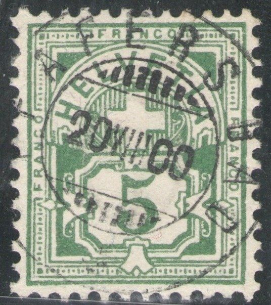 Tutti i francobolli: CH - Ziffermuster - SBK Nr. 65B - Pfäfers Bad SG – Usato da Rombach venduto da VENTIS-Auktionen