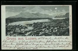 Mondschein-Lithographie Luzern, Blick au