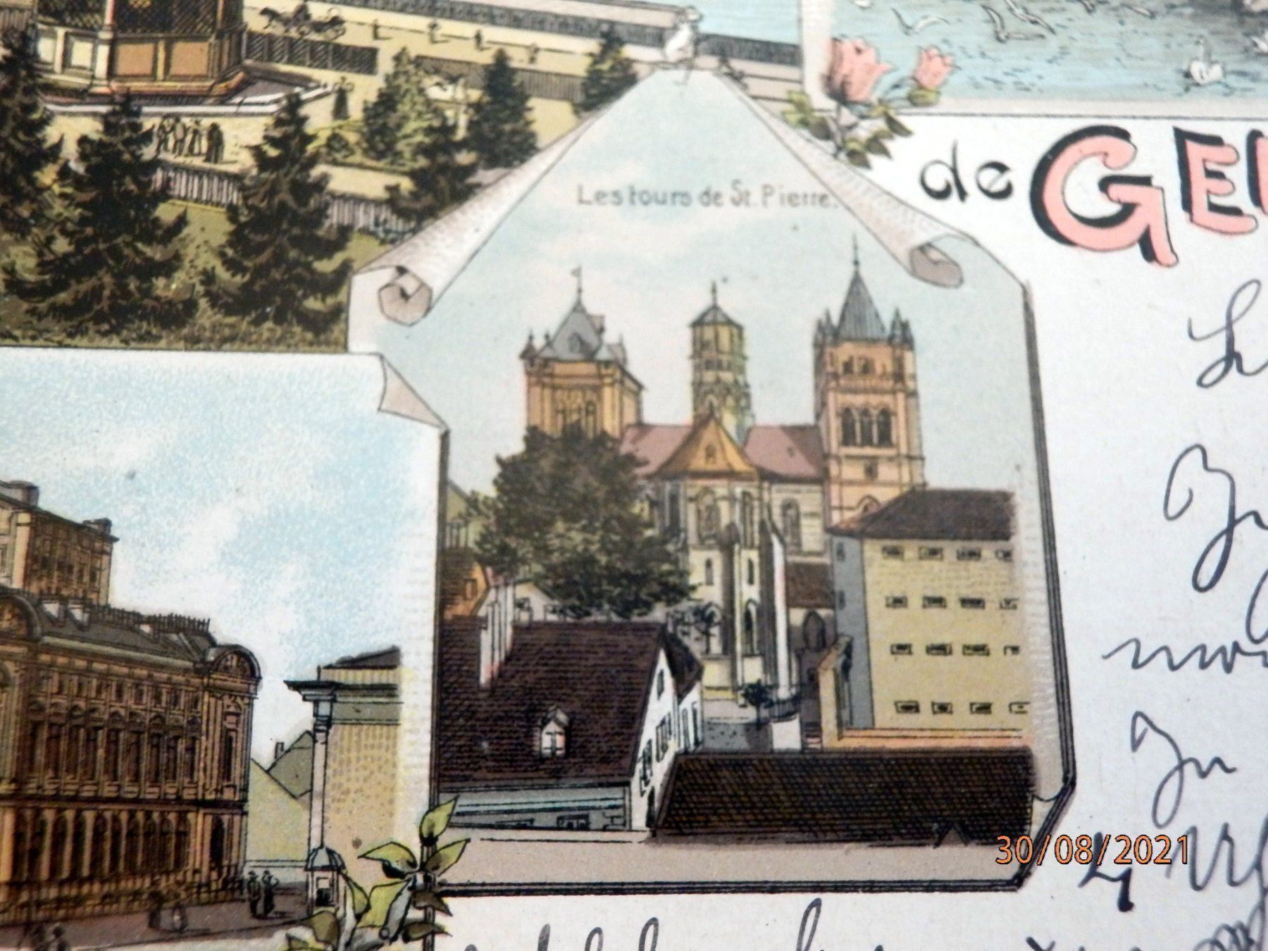 Ansichtskarten: Litho. Souvenir de Genève, ZNr.60B, – Gebraucht aus Ueberstorf von dinbau 3