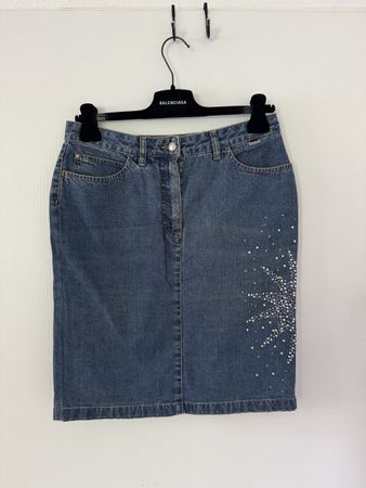 Escada Sport Jeansrock Gr. 38, mit Strass-Sternen, y2k