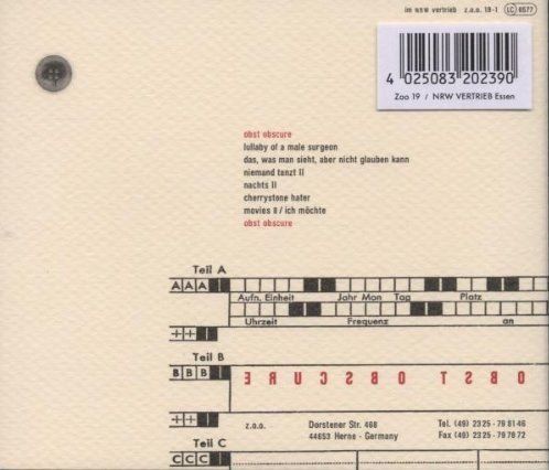 CD: Obst Obscure - OOH ZOO ZOO LALA – Usato da Unterbäch venduto da laqug 1