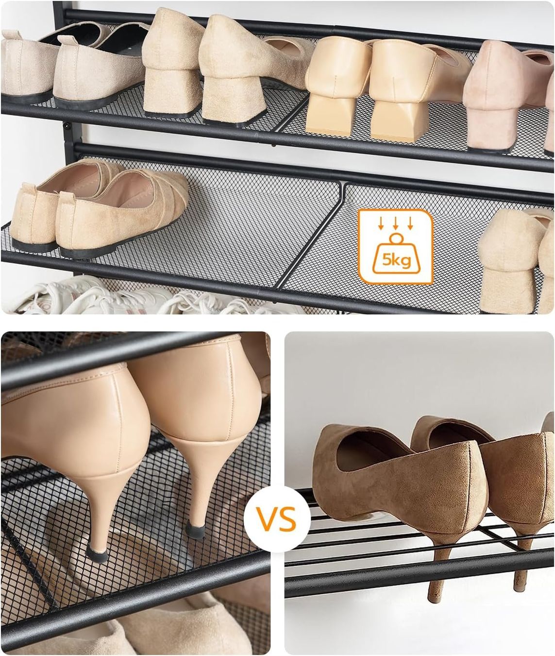 Scaffali: Schuhregal 5 Ebenen Schuhständer Metallregal Flur Holz – Nuovo e nell'imballaggio originale da Schaffhausen venduto da AllesMussRaus90 5